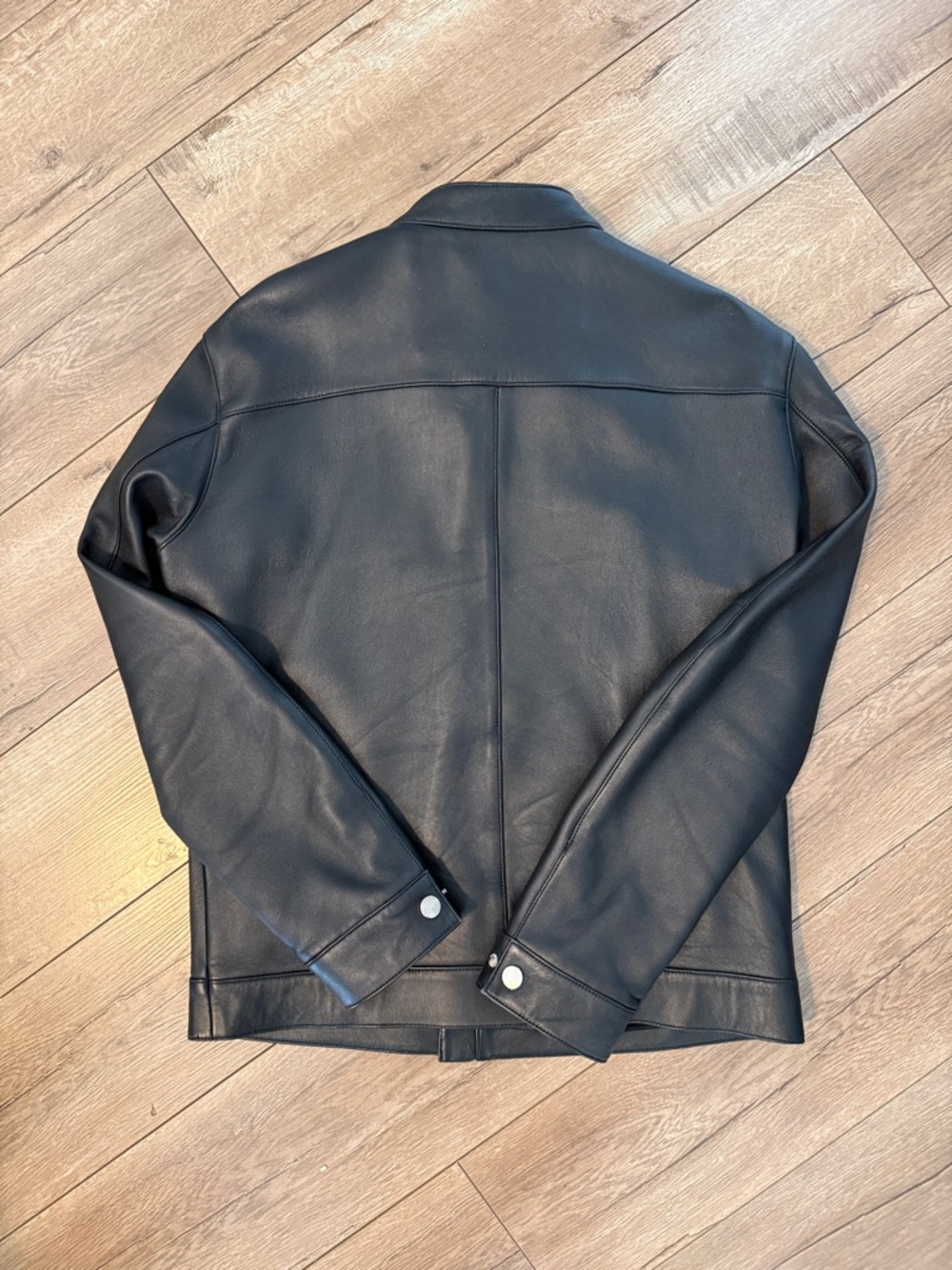 Thursday Boot Company Black Leather Bomber Racer Jacket - Picture 3 of 4